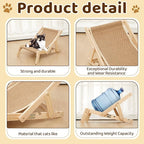 Juexica Sisal Cat Scratcher Bed for Indoor Cats, Small Natural Wood Cat Lounge Hammock, Modern Foldable Scratching Chair, Space-Saving Furniture for Kittens & Small Cats