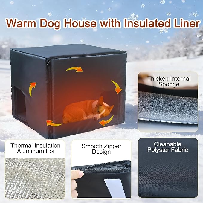 Insulated Dog House Outdoor Weatherpoof Plastic Dogs Houses Indoor Waterproof Stray/Pet Dog Shelter Outside for Medium and Small Dogs