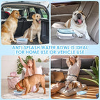 AONKEY 3L Dog Water Bowl No Spill, 101oz Large Spill Proof Dog Bowl Reduce Refill, Anti Splash No Mess Dispenser Dripless Slow Drinking Water Bowl for Sloppy Messy Drinkers (Sky Blue)