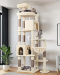 Globlazer Giant Cat Tree, 83 inch Cat Tree for Indoor Cats Large Adult, XXL Cat Tower with 9 Scratching Posts for 20lb+ Heavy Duty Large Adult Cats, F83, Beige