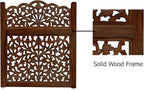 Wooden Foldable Pet Dog Safety Gate - 3 Panel 20" W x 24" H - Hand Carved Mahanadi Free Standing Portable Indoor Puppy Gate - Doorway Hall Stairs Dog Fence - Assembled - Brown - IRONGATE