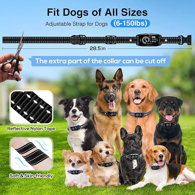 Bark Collar, 2 Pack Dog Bark Collar for Large Medium Small Dogs, Rechargeable Dog Bark Deterrent Devices, Smart Training Collar with Beep Vibration, Anti Barking Device for Dogs (Blue)