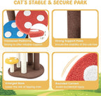 Giantex Cute Cat Tree - 37 Inches Mushroom Cat Tower with 3 Full-Wrapped Sisal Scratching Post, Padded Top Perch, Washable Mat, Multi-Level Cat Activity Tree for Indoor Cats Kitten