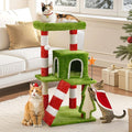 Christmas Cat Tree, Multi-Level Holiday Activity Cat Tree Tower with Scratching Post, Cozy Hammock, Fluffy Play Ball & Cave Condo, Indoor Christmas Decoration for Kitties, Gifts for Cat Owners