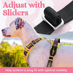 rabbitgoo Dog Harness for Large Dogs, No Pull Pet Vest with 3 Buckles, Adjustable Soft Padded Pet Harness with Easy Control Handle and Reflective Strips, Pink & Yellow, L