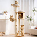 HITTITE Solid Wood Cat Tree Tower with Scratching Post, 61 Inches Tall Cat Towers with Capsule and Condo, Modern Cat Tower with Climbing Ladder and Removable Top Bed for Indoor Cats.