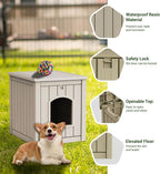 DRATO Outdoor Indoor Dog House,Resin Material Ventilate Waterproof Added to The Bottom,Multi-Functional Pet House for Small to Medium Dog (Light Brown, Medium)