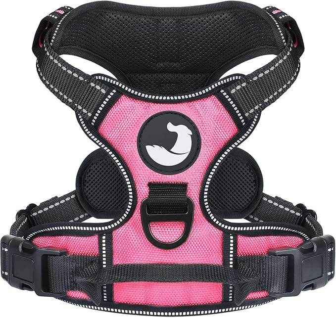Joytale No Pull Dog Harness for Extra Large Dogs, Reflective Pet Vest with Front Clip, Adjustable Soft Padded Harnesses with Easy Control Handle for Training and Walking, Pink, XL