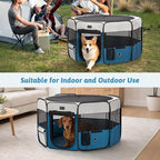 PETSFIT Portable Dog Playpen,36" Dog Play Pen Indoors with Removable Waterproof Mat & Zippered Roof | RV, Camping, Travel Dog Pen | Whelping & Cat Observation Space(36" L x 36" W x 21" H)