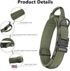 DAGANXI Tactical Dog Collar, Adjustable Military Training Nylon Dog Collar with Control Handle and Heavy Metal Buckle for Medium and Large Dogs, with Patches and Airtags Case (XL, Green)