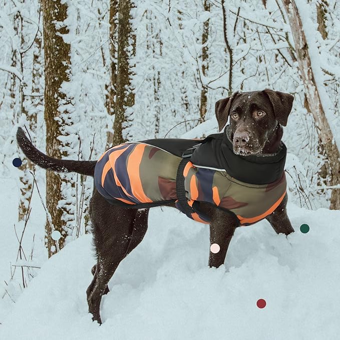 IECOii Extra Warm Dog Coat - Reflective Adjustable Jacket for Cold Weather, Soft Fleece Turtleneck Winter Coat for Small to Extra Large Dogs