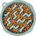 Outward Hound Medium Slow Feeder Bowl, Puzzle Maze for Fast Eaters, Small to Medium Dogs, Helps Prevent Bloat & Aid Digestion, Holds 2 Cups Wet or Dry Food, Non-Slip, Made Without BPA, Sage