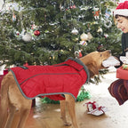 Fragralley Dog Coat Large, Waterproof Dog Jacket with Warm Fleece Lining, Adjustable Reflective Dogs Winter Coat, Turtleneck Pet Coats for Cold Weather (Red XXXL)