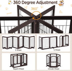 Yaheetech 32-inch Tall Dog Gate with Door Extra Wide Pet Gate for Dogs, Foldable Wire & Wooden Puppy Safety Fence w/3 Support Feet,Freestanding Dog Gate for the House,Doorway,Stairs(Espresso,6 Panels)