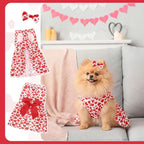 Abbylike 3 Set Easter Dog Dress Small Dog St. Patrick Valentines Day Cute Bunny Shamrock Heart Poodle Skirt with Bow Clip for Pet Holiday Party Outfits(L)