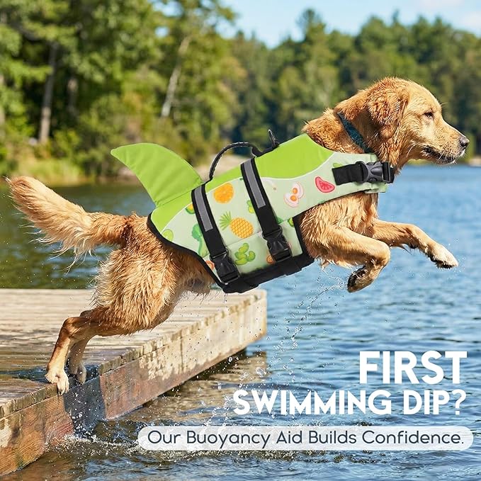 ASENKU Dog Life Jacket - Pet Safety Vest for Swimming & Boating, Shark Life Jacket with Floatation, Dog Lifesavers Swimsuits for Small Medium Large Dogs (Fruit, XS)