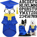 5 Pcs Dog Graduation Costume Set Include 2026 Pet Graduation Gown with Stole Puppy Grad Cap Lensless Glasses DIY Letter Stickers for Dogs Cats Holiday Costume Accessory(Blue Yellow,XL)
