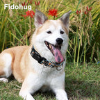 Reflective Martingale Dog Collar with Buckle Soft Nylon Floral No Slip Dog Collars for Large Dogs (Black Orange Flowers, L)