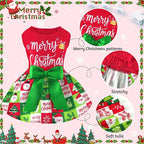 XPUDAC Dog Christmas Outfit Dog Dress Holiday Puppy Clothes for Small Dogs Girl, Pet Costume Cat Outfits Green Red-Small
