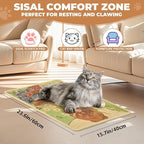 Sisal Cat Scratcher Mat, Cat Wall Scratcher for Indoor Cats, 23.6x15.7 Inch Cat Scratch Pad with Hook & Loop, Wall Mounted Cat Scratching Post to Protect Couch and Carpet（Red Flower）