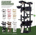 MUTICOR 81 inches Multi-Level Tall Cat Tree Tower for Indoor Kitties/Large Climbing Tree House for Big Feline/Condo/Sisal Scratching Posts/Plush Perches Platforms/Basket Hammock/Dark Grey