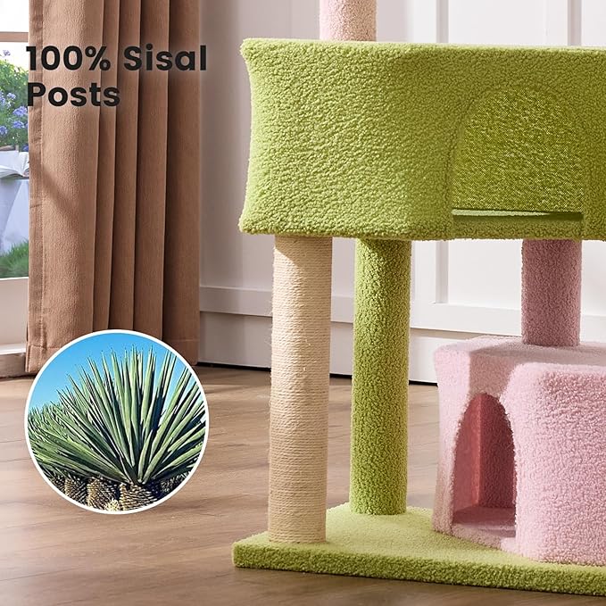 Gardner Pet 41" Cat Tree for Medium-Large Cats, Heavy Duty Cat Trees Pink Cat Towers with 2.8in Posts, Easy to Assembly