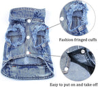 Jean Jacket, Blue Denim Lapel Vest Coat T-Shirt Costume for Small Medium Dogs Cats, Cute Girl Boy Puppy Clothes, Comfort and Cool Apparel, Machine Washable Outfits (XL, Blue)