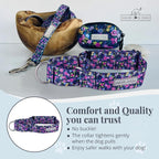 Lucky Love Dog Wide Martingale Dog Collar - No-Slip, Durable, & Soft Webbing 1.5 inch Martingale Collar for Dogs Male and Female Ideal for Training & Walking - Caroline, Medium