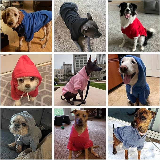 KOOLTAIL Dog Hoodie for Large Medium Small Dogs,Soft and Warm Pet Sweater with Leash Hole and Pocket Boy Girl,Puppy Fall Winter Jacket Clothes,French Pitbull Cold Weather Coat Sweatshirt,Red XL/XXL