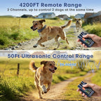 Dog Training Collar with Remote – 4200FT Range, 2-in-1 Ultrasonic Bark Deterrent, 4 Humane Training Modes, Dual Channel, IP67 Waterproof & Rechargeable eCollar for Small, Medium & Large Dogs 20–120lbs