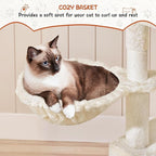 Yaheetech 76.5in Multi-Level Large Cat Tree, Big Cat Tower with 3 Condos, Cozy Plush Perches, 9 Sisal Scratching Posts and Ladder, Activity Center for Large Kitties, Beige