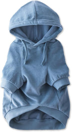 Cooper II Organic Cotton Velour Dog Hoodie Pet Coat for Small, Medium and Large Dogs, Faded Denim, Large (40-60 lbs)