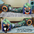 Kitty City Safari Jungle Cat Play Set, Collapsible Pop-Up Cat Toys Combo with Cube, Tunnel & Hideout, Interactive Indoor Cat Playhouse for Exercise, Hiding & Lounging