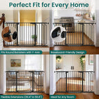 Cumbor 30.4-56.8" Extra Wide Baby Gate for Stairs, Dual Lock & Self-Closing Dog Gate Indoor, Easy Install Pet Gate for Doorways & Wide Openings, Easy Walk Thru Safety Proofing for Babies & Pets, Black