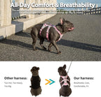 Huntboo Escape Proof Dog Harness, Escape Artist Harness, Fully Reflective Harness with Padded Handle, Breathable,Durable, Adjustable Vest for Medium Dogs Walking, Training, and Running Gear (Pink,M)