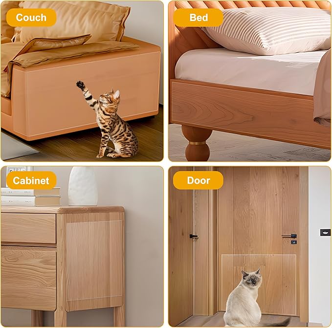 Anti Cat Scratch Furniture Protector 236 x 12 Inch Large Couch Protector for Cats Single-Sided Sticky Couch Protector Clear Couch Corner Guards Tape for Furniture Couch Sofa Door Walls