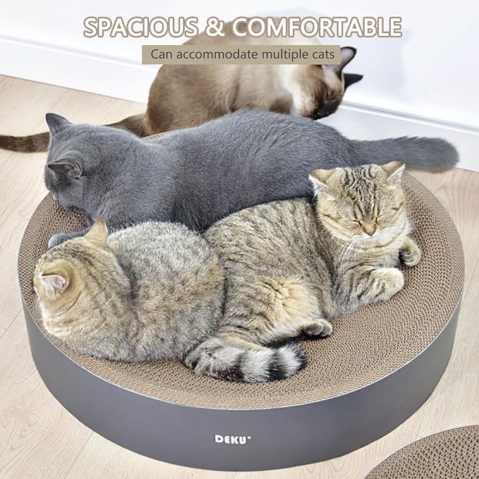 2 in 1 Round Cat Scratching Board, Cardboard Cat Scratcher for Indoor Cats, Corrugated Cat Scratch Pad for Grinding Claws and Rest (16.1'')