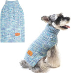 BEAUTYZOO Small Dog Sweater -Turtleneck Pullover Classic Cable Knit Fuzzy Winter Coat Dog Cold Weather Clothes for Small Medium Dogs Puppy Girl Boys(Gradient Cyan, S)