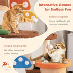 Nightcore Mushroom Small Cat Tree, 57.5" Multi-Level Cat Tower w/Natural Sisal Scratching Posts & Boards, Cat Tree w/Interactive Balls & 2 Cozy Cat Condos for Indoor Cats Large Adult