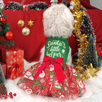 XPUDAC Dog Christmas Dress Outfit Snowman Tulle Dress Holiday Dog Clothes for Small Dogs Girl, Santa Pet Costume Cat Outfits-XXS