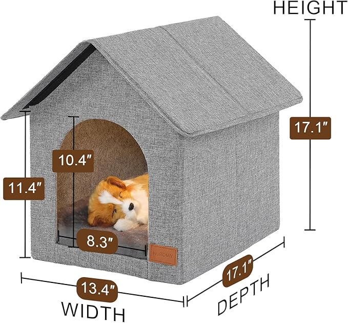 Indoor Dog House with Washable Plush Cushion - Small Size, Suitable for Small Dogs & Adult Cats