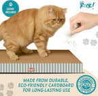 Cats Rock Scratching Board for Indoor Cats, Corrugated Cardboard Cat Scratcher with Catnip, Double-Sided Scratch Pad, Rectangle Scratcher Stripes and Icons Design (Pack of 2)