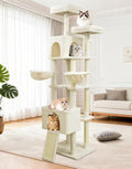 82" Tall Cat Tree,Giant Cat Tree for Indoor Cats Large Adult, Heavy Duty Cat Tree Tower, Extra Large Cat Trees with Scratching Posts, Cat Condos, Hammock,Top Perch,Ramp (Beige)