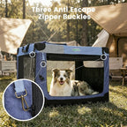 Gardner Pet Soft Collapsible Dog Crate - 30 Inch Portable Travel Dog Crate for Small/Medium Dogs Indoor & Outdoor, 3-Door Pet Crate with Durable Mesh Windows & Storage Bag, Blue