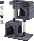 Yaheetech 33.5in Cat Tree Tower for Indoor Cats w/2 Cozy Plush Condos, Oversized Perch & Sisal Scratching Posts, Stable Cat Stand House for Large Cats & Pets