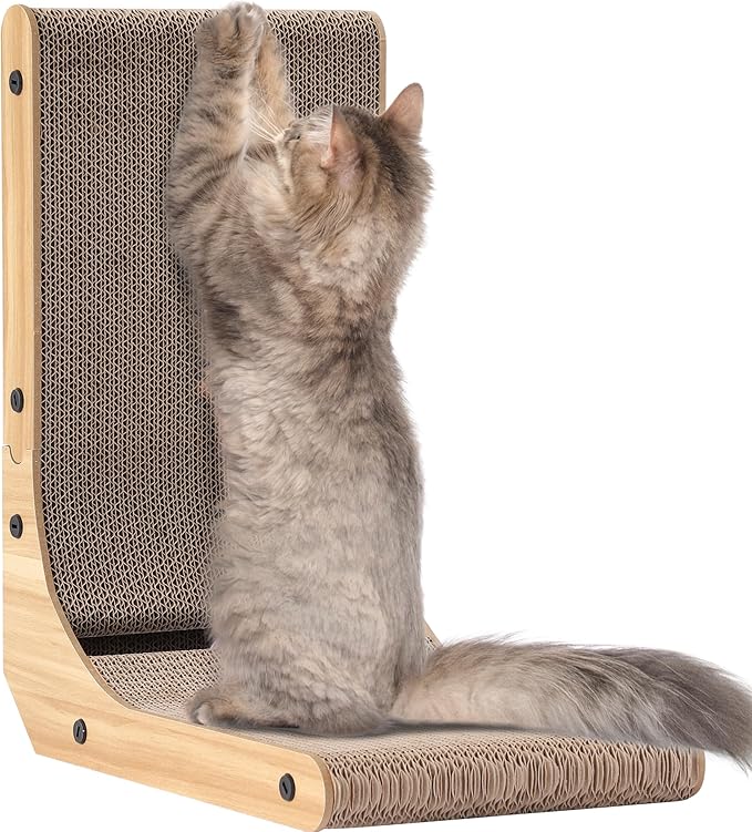 Cat Scratcher, 16.9 L Shape Cat Scratch Pad Wall Mounted, Cat Scratching Cardboard for Indoor Cats