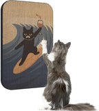 Art Cat Scratcher, Wall-Mountable Cat Scratching Board, Cat Wall Scratcher 16.7x11x1 Inch Cat Scratch Pad and Cat Scratchers for Indoor Cats Toy Furniture Protector(SurfingCat1)