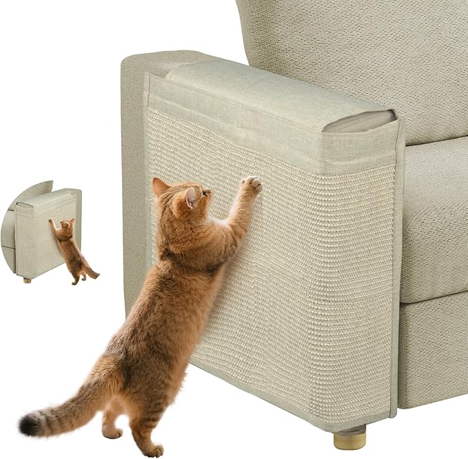 Couch Protector from Cat Claws,Dual-Sided Fit for Left & Right Sofa Arms, Multiple Colors to Blend with Any Home Decor, Couch Corner Protectors for Cats and Cat Scratch Furniture Protector(Warm Beige)