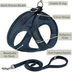 Dog Harness with Leash Set, No Pull Adjustable Reflective Step-in Puppy Pet Vest Harnesses for Small Medium Large Dogs and Cats,Navy Blue S