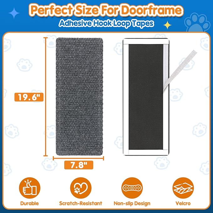 Wall Cat Scratcher for Indoor Cats,19.6x7.8”Corner Cat Scratcher,Cat Scratch Pad Furniture Protector for Door & Wall,Couch, Durable Cat Scratching Board Easy Mount(Grey, 19.6”x7.8”)
